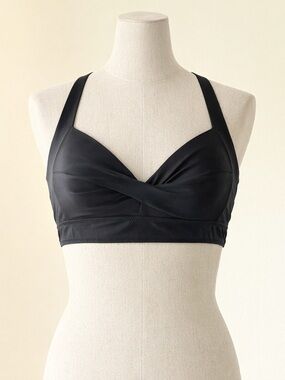 Black Twist-Front Bralette Bikini Top